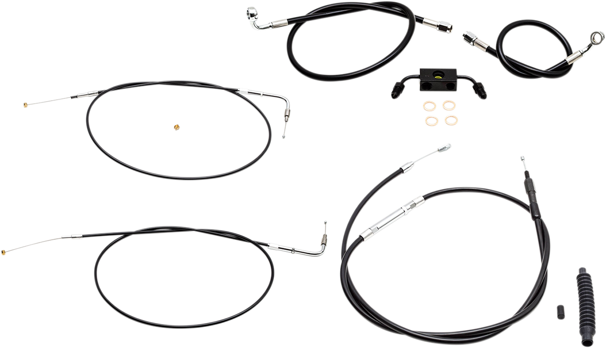 LA CHOPPERS Standard Black Vinyl Handlebar Cable/Brake Line Kit - Mini Ape Hangers - '13-'22 Sportster LA-8321KT-08B