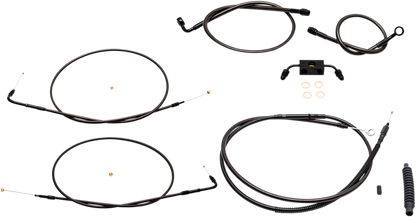 LA CHOPPERS Standard Midnight Braided Handlebar Cable/Brake Line Kit - Mini Ape Hangers - '13-'22 Sportster LA-8321KT-08M