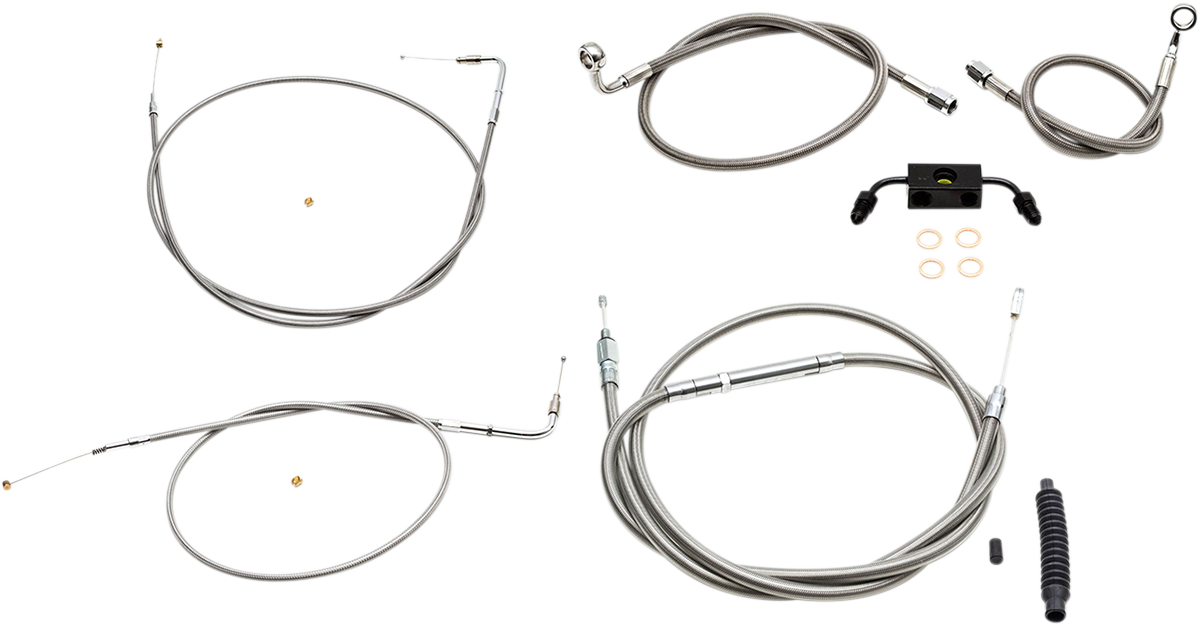 LA CHOPPERS Standard Stainless Braided Handlebar Cable/Brake Line Kit - 12"-14" Ape Hangers - '13-'22 Sportster LA-8321KT-13