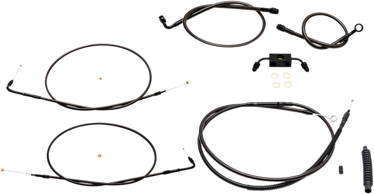 LA CHOPPERS Standard Midnight Braided Handlebar Cable/Brake Line Kit - 15"-17" Ape Hangers - '13-'22 Sportster LA-8321KT-16M