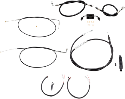 LA CHOPPERS Complete Black Vinyl Braided Handlebar Cable/Brake Line Kit - Mini Handlebars - '13-'22 Sportster LA-8321KT2-08B