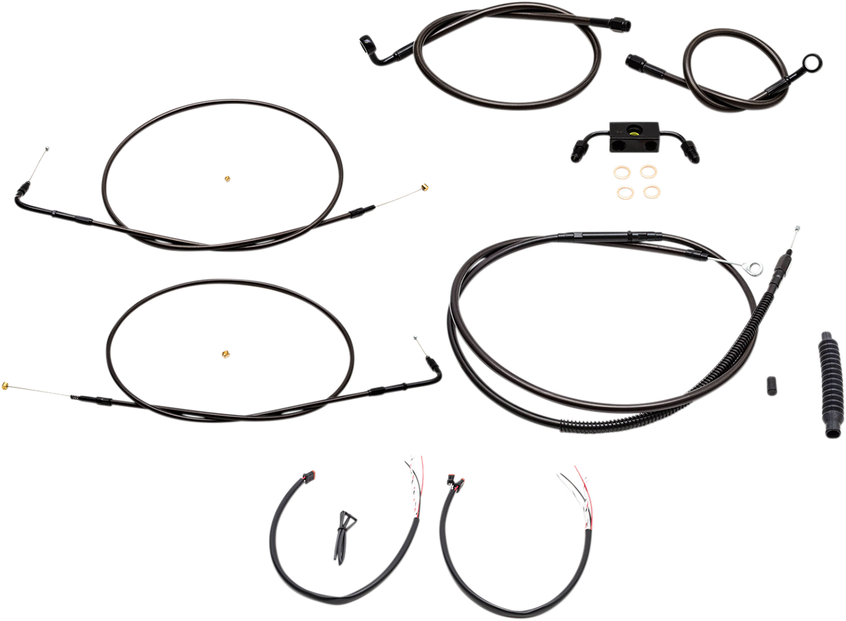 LA CHOPPERS Complete Midnight Braided Cable Kit - Mini Handlebars - ABS - '13-'22 Sportster LA-8321KT2-08M