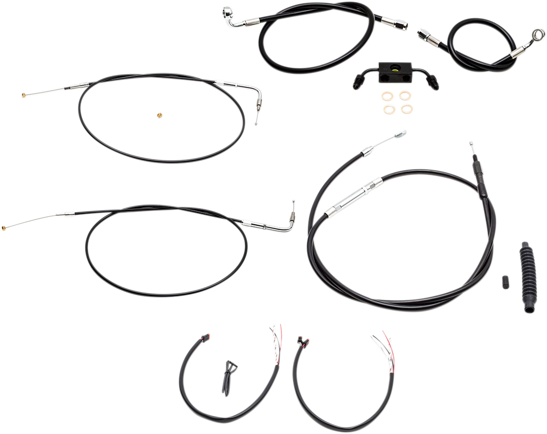 LA CHOPPERS Complete Black Vinyl Braided Handlebar Cable/Brake Line Kit - 12"-14" Handlebars - '13-'22 Sportster LA-8321KT2-13B