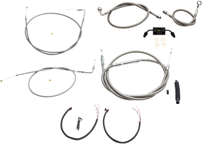 LA CHOPPERS Complete Stainless Braided Handlebar Cable/Brake Line Kit - 15"-17" Handlebars - '13-'22 Sportster LA-8321KT2-16