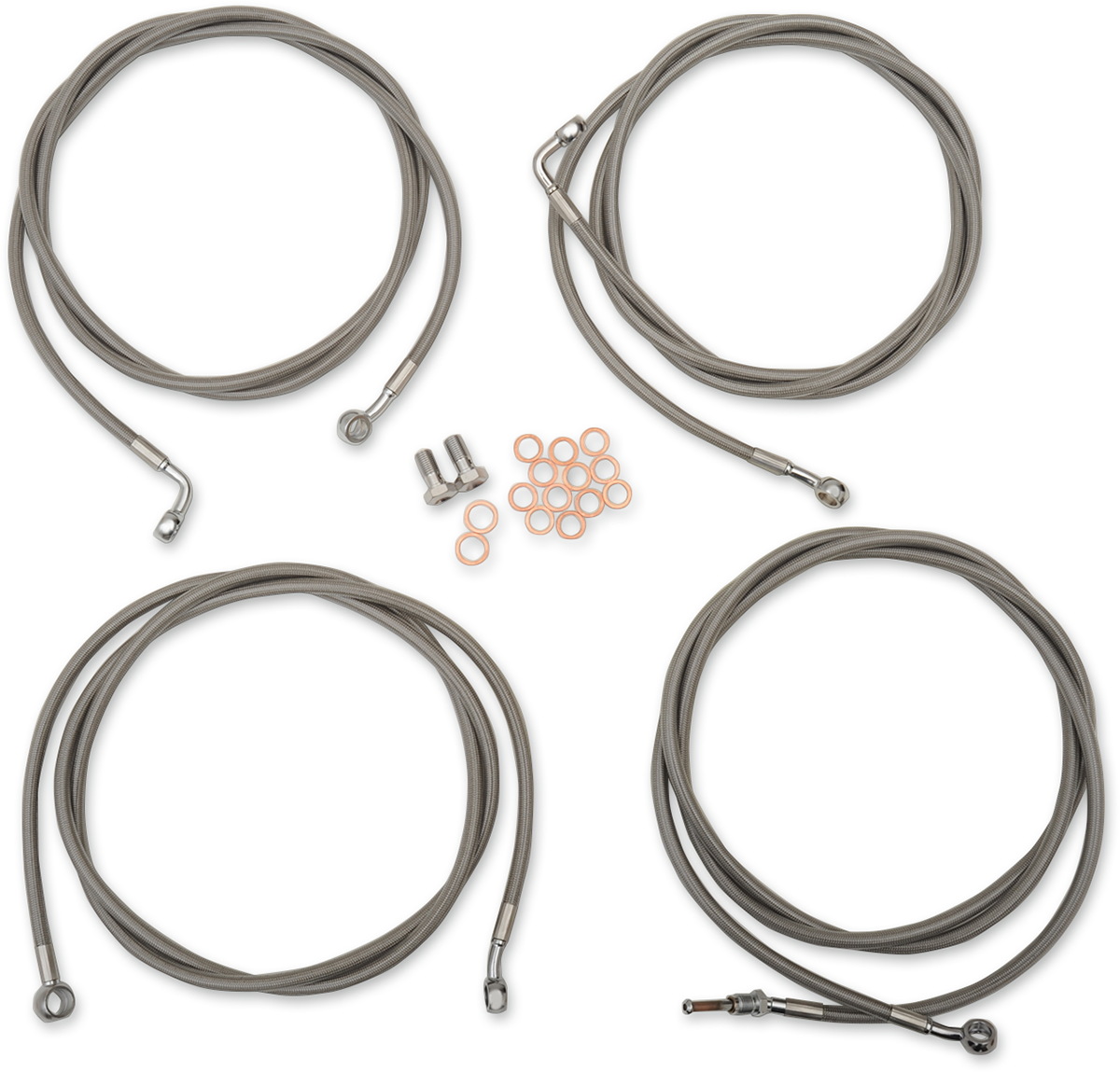 LA CHOPPERS Standard Stainless Braided Handlebar Cable/Brake Line Kit - Mini Ape Hangers - '17-'20 Touring LA-8054KT-08