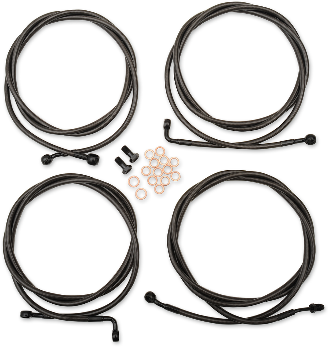 LA CHOPPERS Standard Midnight Braided Handlebar Cable/Brake Line Kit - 15"-17" Ape Hangers - '17-'19 Touring LA-8054KT-16M