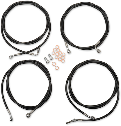 LA CHOPPERS Standard Black Vinyl Handlebar Cable/Brake Line Kit - 18"-20" Ape Hangers - '17-'20 FL LA-8054KT-19B