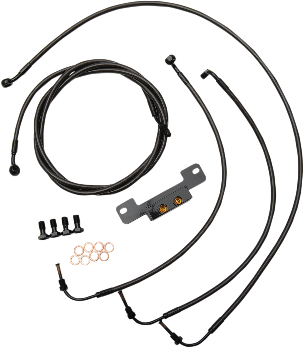 LA CHOPPERS Standard Midnight Braided Handlebar Cable/Brake Line Kit - 12"-14" Ape Hangers - '17-'19 Touring LA-8055KT-13M