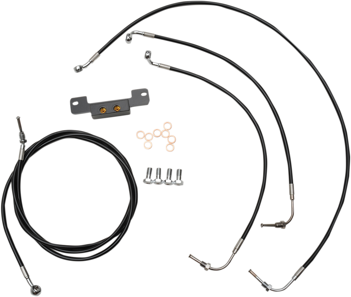 LA CHOPPERS Standard Black Vinyl Handlebar Cable/Brake Line Kit - 18"-20" Ape Hangers - '17-'19 Touring LA-8055KT-19B