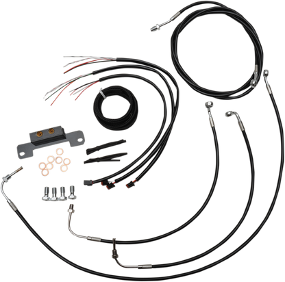 LA CHOPPERS Complete Black Vinyl Braided Handlebar Cable/Brake Line Kit - 12"-14" Handlebars - '17-'20 Touring LA-8055KT2-13B