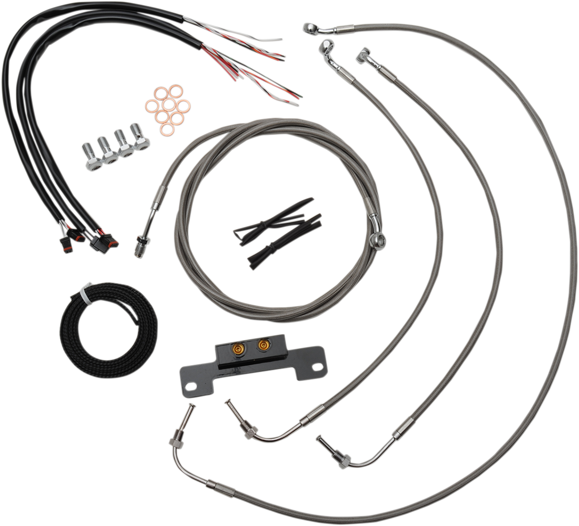 LA CHOPPERS Complete Stainless Braided Handlebar Cable/Brake Line Kit - 15"-17" Handlebars - '17-'20 Touring LA-8055KT2-16