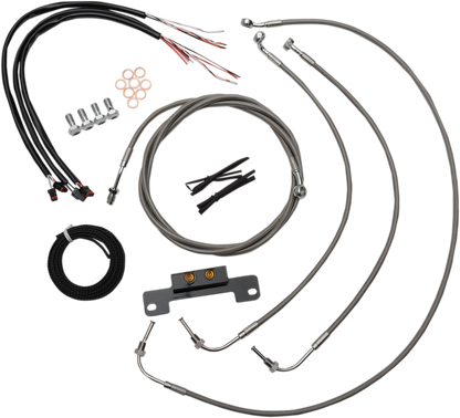LA CHOPPERS Complete Stainless Braided Handlebar Cable/Brake Line Kit - 15"-17" Handlebars - '17-'20 Touring LA-8055KT2-16