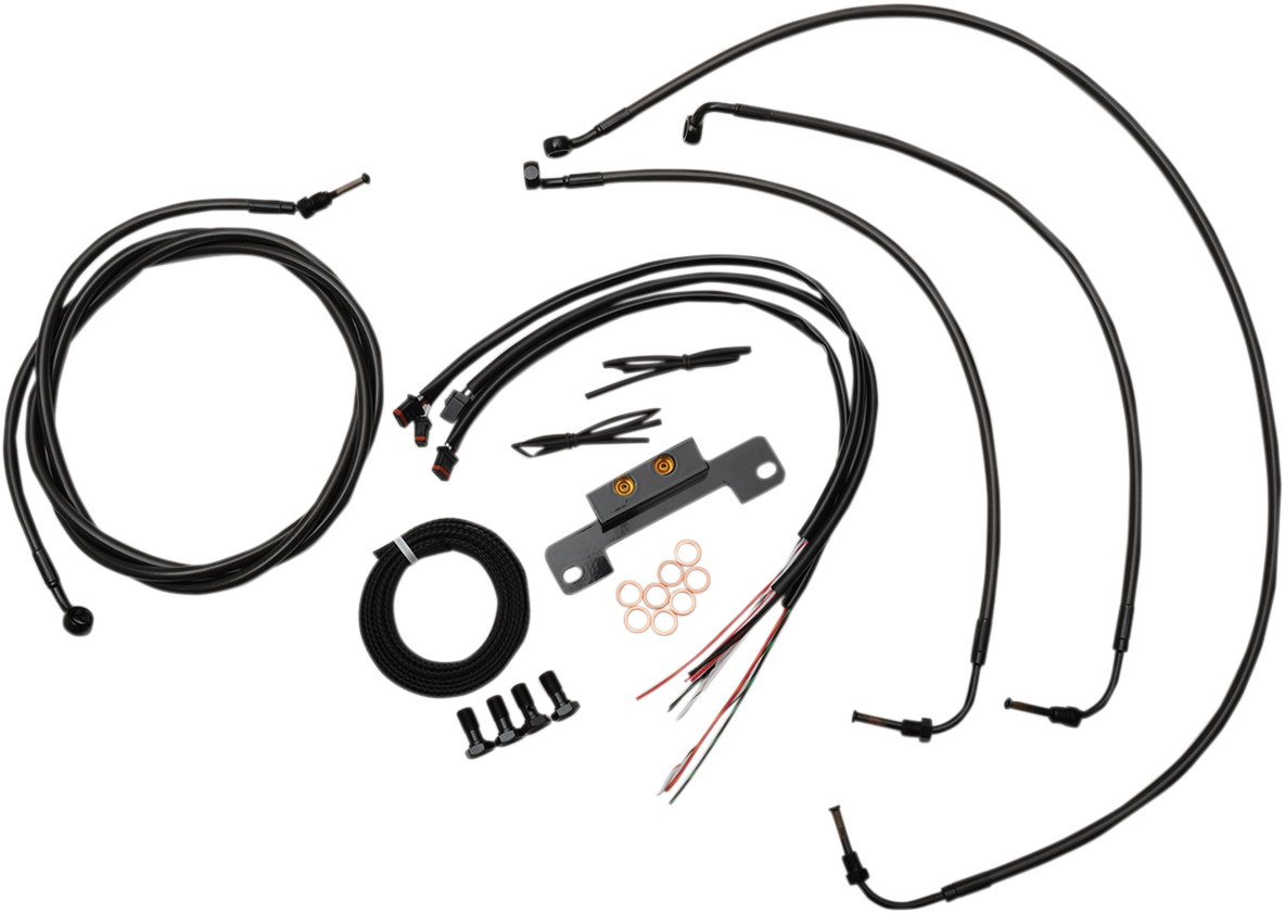 LA CHOPPERS Complete Midnight Braided Cable Kit - 15"-17" Handlebars - '17-'20 Touring LA-8055KT2-16M