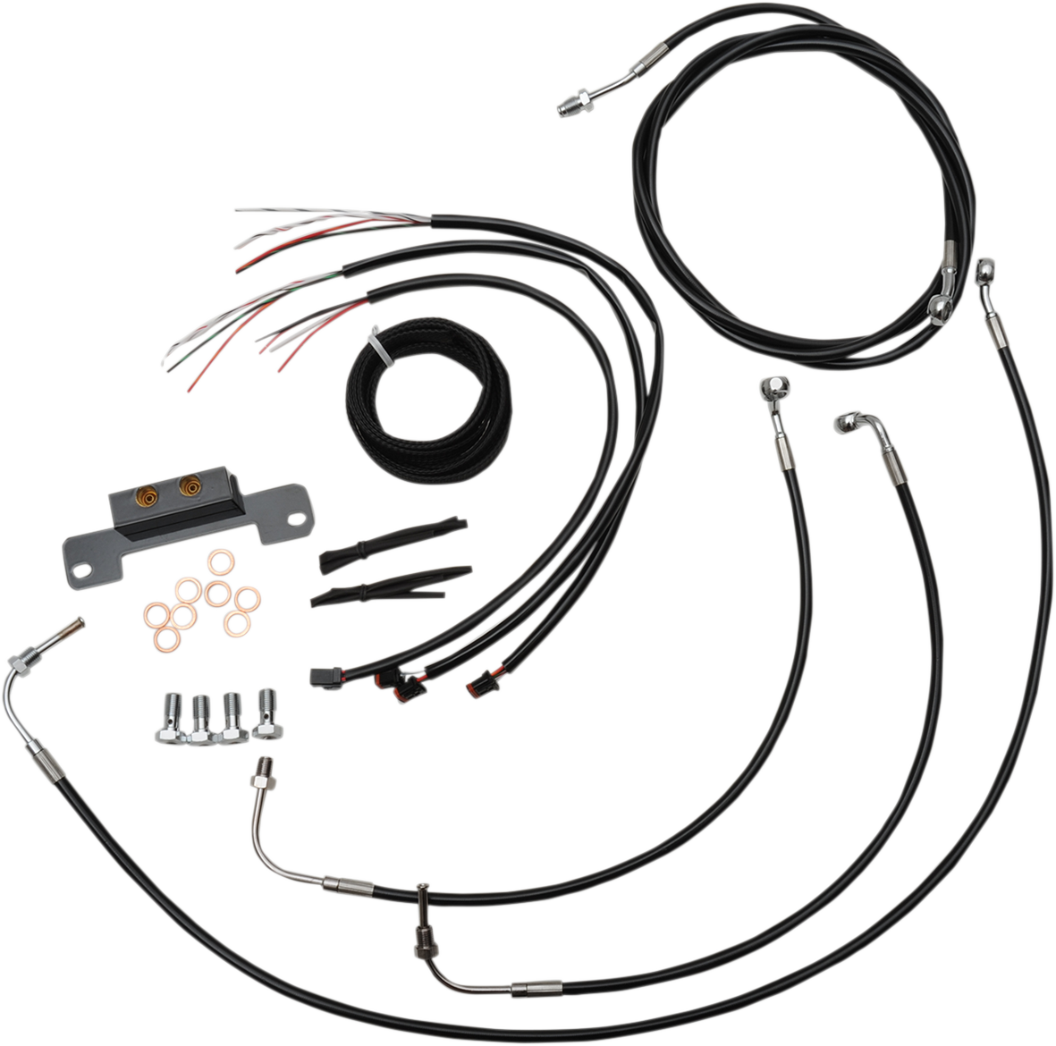 LA CHOPPERS Complete Black Vinyl Braided Handlebar Cable/Brake Line Kit - 18"-20" Handlebars - '17-'20 Touring LA-8055KT2-19B