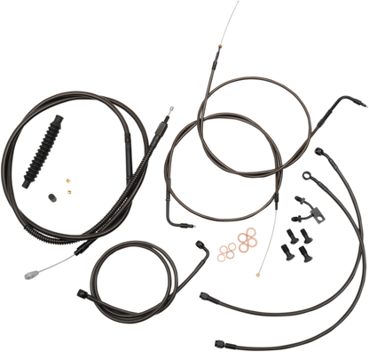 LA CHOPPERS Standard Midnight Braided Handlebar Cable/Brake Line Kit - 12"-14" Ape Hangers - '15 FXSB LA-8122KT-13M