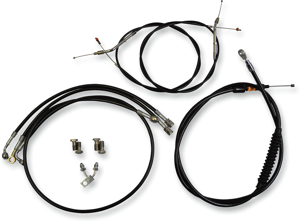 LA CHOPPERS Standard Black Vinyl Handlebar Cable/Brake Line Kit - 15"-17" Ape Hangers - '15 FXSB LA-8122KT-16B