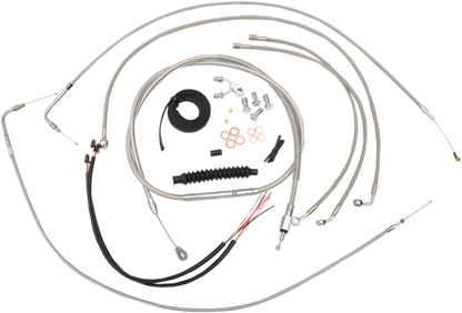 LA CHOPPERS Complete Stainless Braided Handlebar Cable/Brake Line Kit - 15"-17" Handlebars - '15 FXSB LA-8122KT2-16
