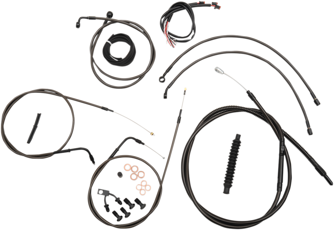 LA CHOPPERS Complete Midnight Braided Cable Kit - 18"-20" Handlebars - ABS - '15-FXSB LA-8122KT2-19M