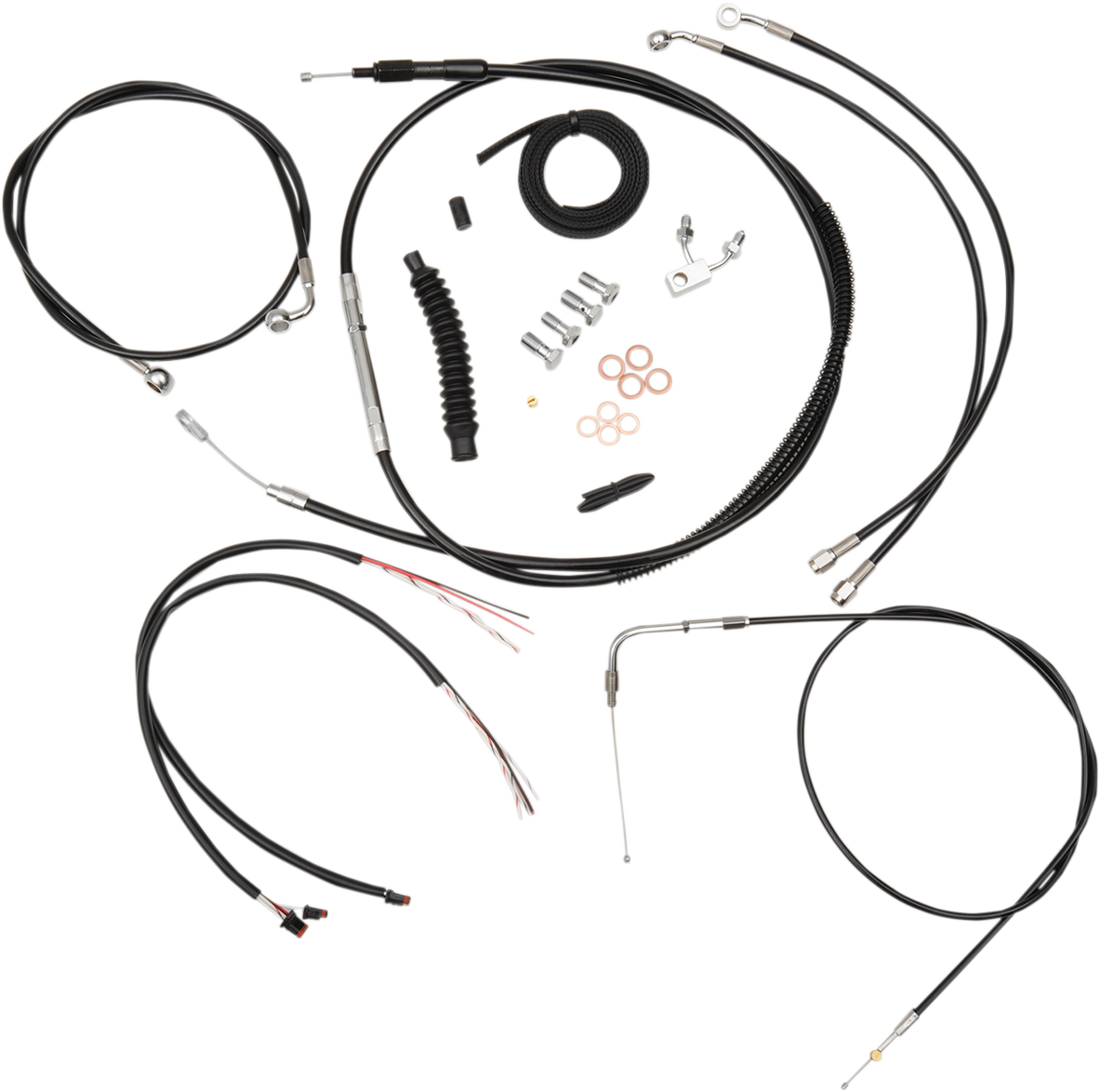 LA CHOPPERS Complete Black Vinyl Braided Handlebar Cable/Brake Line Kit - 12"-14" Handlebars - '16-'17 FXSB LA-8123KT2-13B