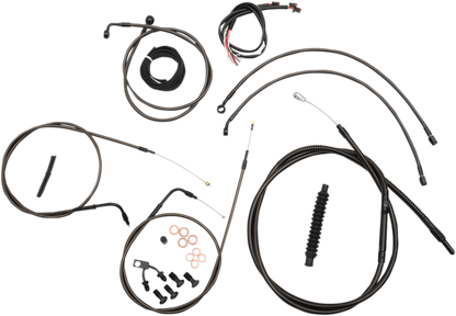 LA CHOPPERS Complete Midnight Braided Cable Kit - 12"-14" Handlebars - ABS - '16-'17 FXSB LA-8123KT2-13M