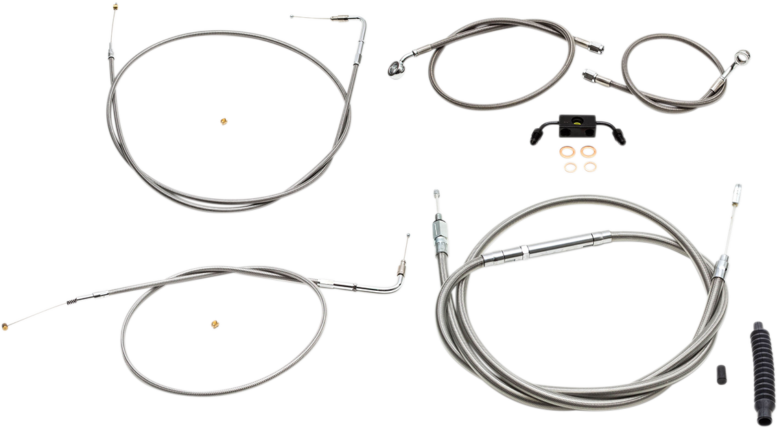 LA CHOPPERS Standard Stainless Braided Handlebar Cable/Brake Line Kit - 12"-14" Ape Hangers - '12-'17 FXDF LA-8231KT-13