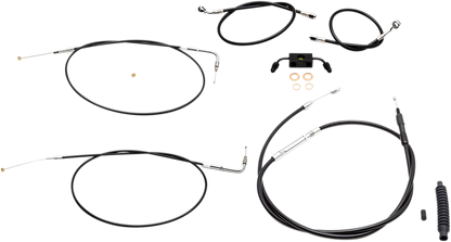 LA CHOPPERS Standard Black Vinyl Handlebar Cable/Brake Line Kit - 15"-17" Ape Hangers - '12-'17 FXDF LA-8231KT-16B