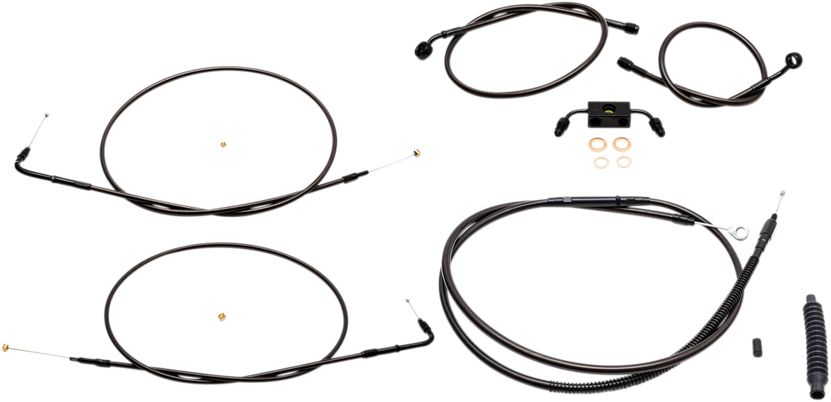LA CHOPPERS Standard Midnight Braided Handlebar Cable/Brake Line Kit - 18"-20" Ape Hangers - '12-'17 FXDF LA-8231KT-19M