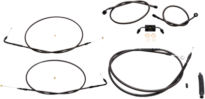 LA CHOPPERS Standard Midnight Braided Handlebar Cable/Brake Line Kit - 18"-20" Ape Hangers - '12-'17 FXDF LA-8231KT-19M