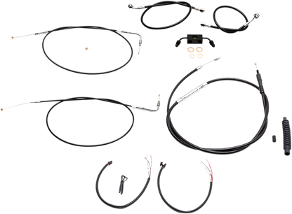 LA CHOPPERS Complete Black Vinyl Braided Handlebar Cable/Brake Line Kit - 15"-17" Handlebars - '12-'17 FXDF LA-8231KT2-16B