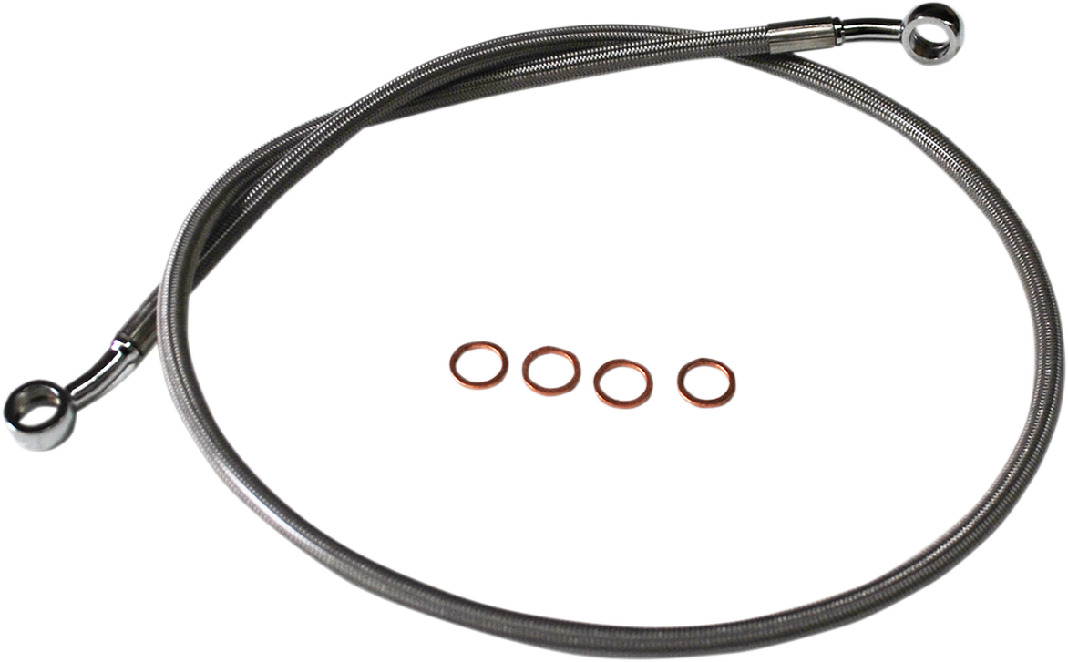 LA CHOPPERS Scout Complete Stainless Braided Handlebar Cable/Brake Line Kit - 12"-14" Handlebars - Natural LA-8400KT-13