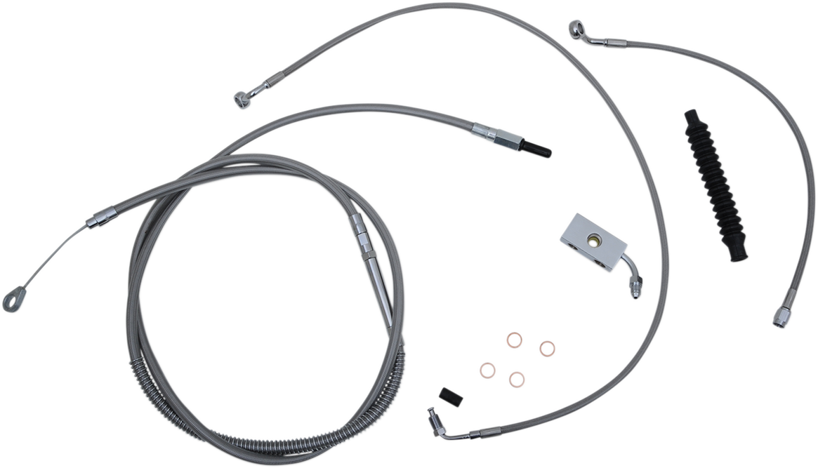 LA CHOPPERS Standard Stainless Braided Handlebar Cable/Brake Line Kit - 12"-14" Ape Hangers - '18-'22 Softail LA-8152KT-13