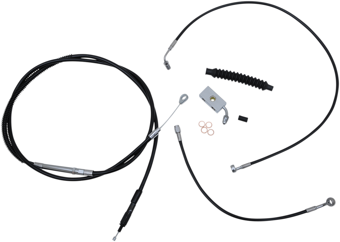LA CHOPPERS Complete Black Vinyl Braided Handlebar Cable/Brake Line Kit - 12"-14" Handlebars - '18-'22 Softail LA-8152KT-13B