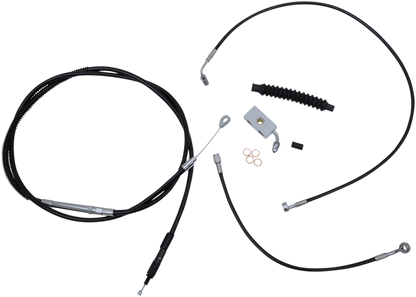 LA CHOPPERS Complete Black Vinyl Braided Handlebar Cable/Brake Line Kit - 12"-14" Handlebars - '18-'22 Softail LA-8152KT-13B