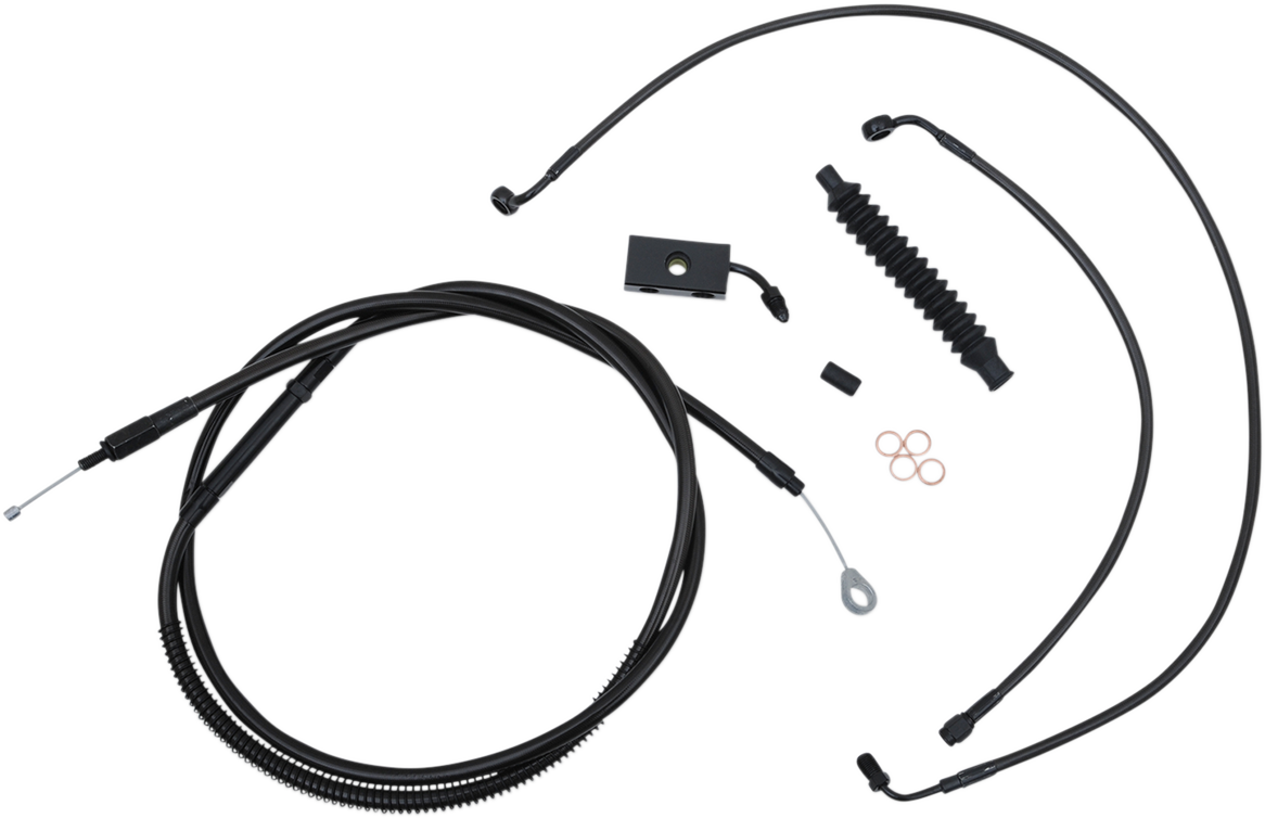LA CHOPPERS Standard Midnight Braided Handlebar Cable/Brake Line Kit - 18"-20" Ape Hangers - '18-'22 Softail LA-8152KT-19M