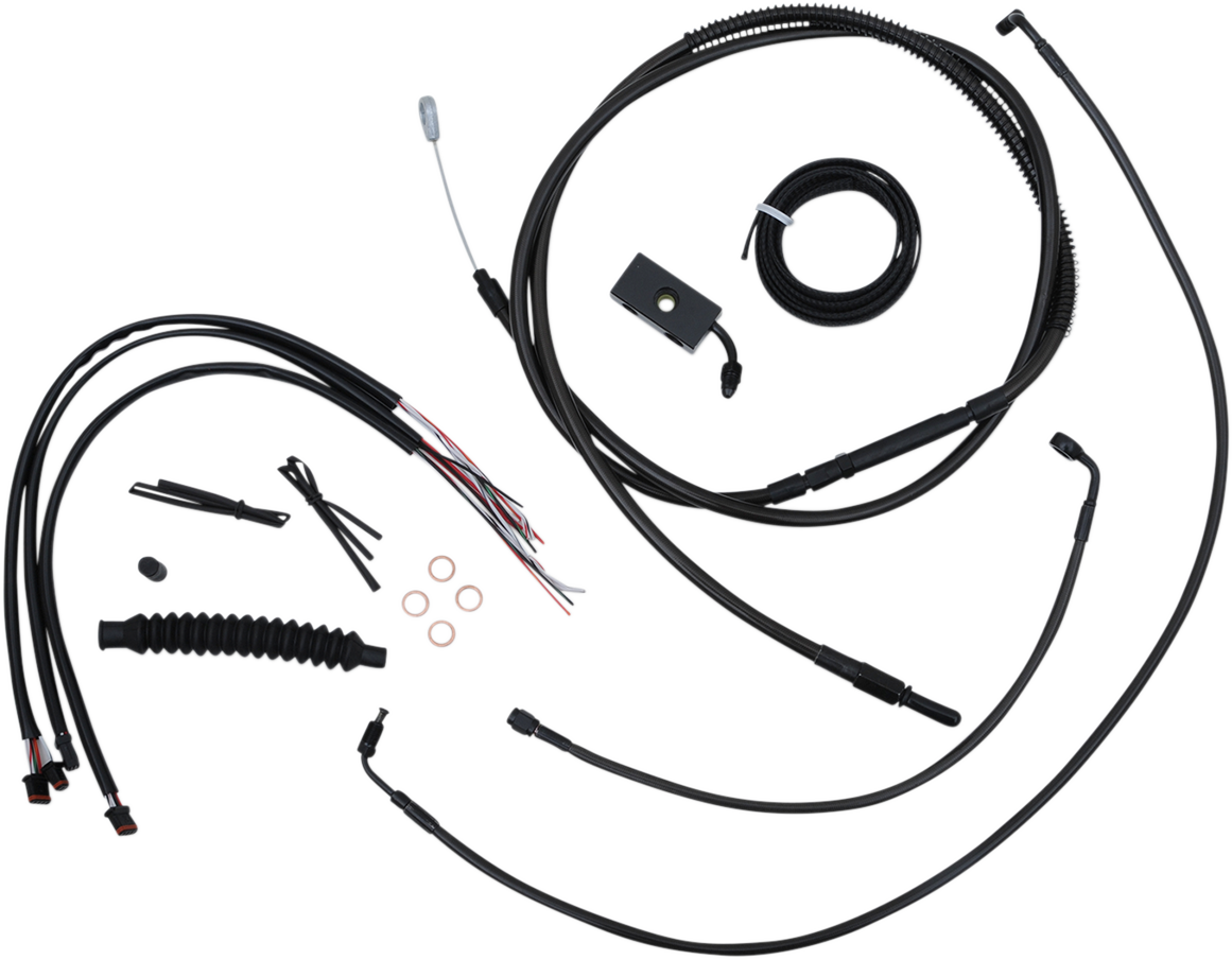 LA CHOPPERS Complete Midnight Braided Cable Kit - 12"-14" Handlebars - ABS - '18-'22 Softail LA-8152KT2-13M