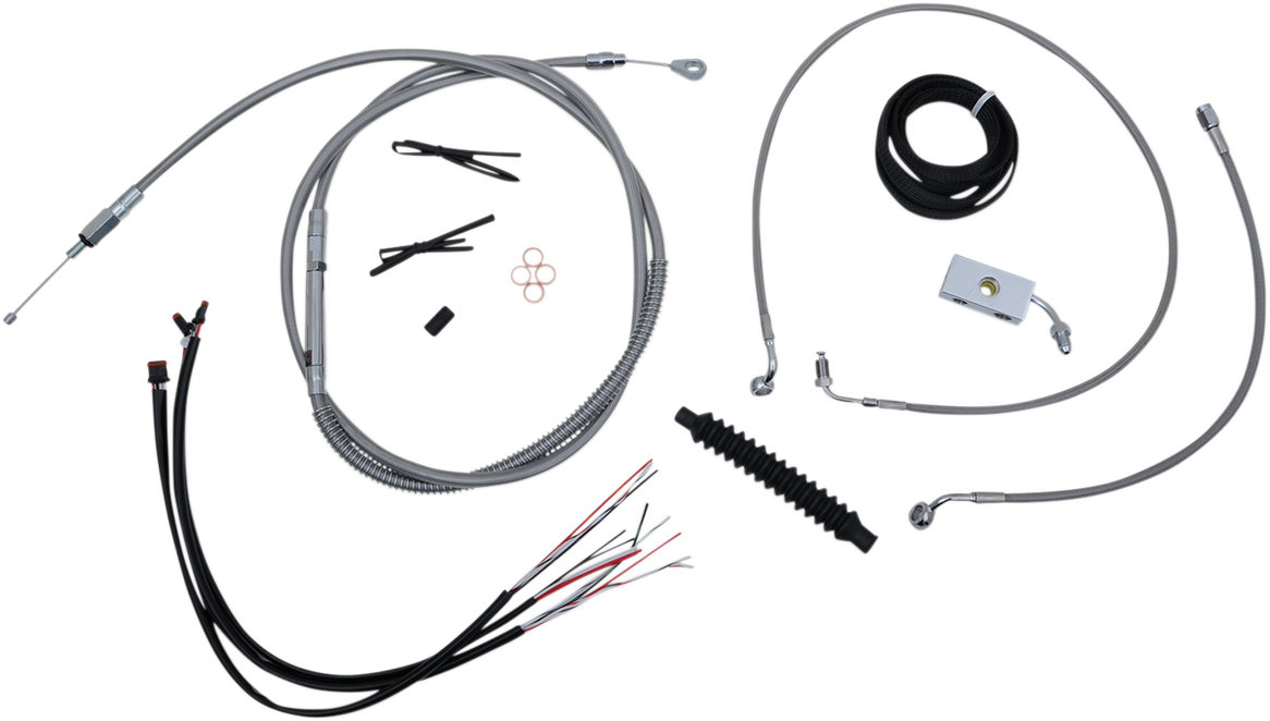 LA CHOPPERS Complete Stainless Braided Handlebar Cable/Brake Line Kit - 15"-17" Handlebars - '18-'22 Softail LA-8152KT2-16