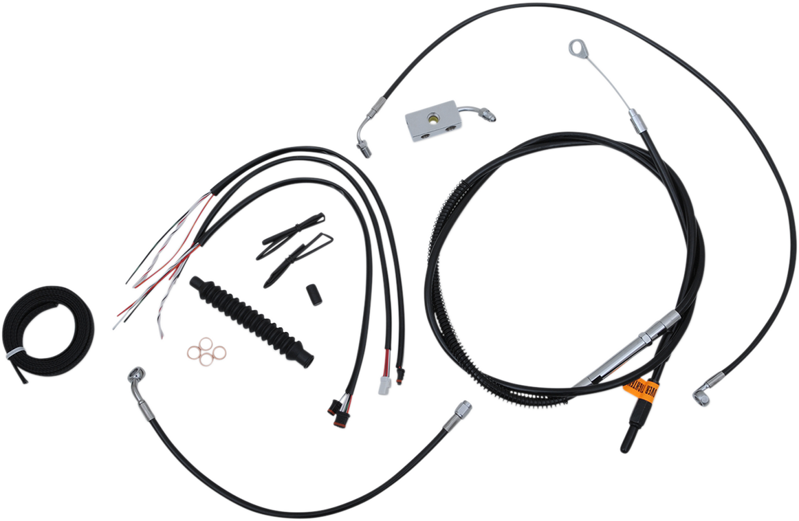 LA CHOPPERS Complete Black Vinyl Braided Handlebar Cable/Brake Line Kit - 15"-17" Handlebars - '18-'22 Softail LA-8152KT2-16B