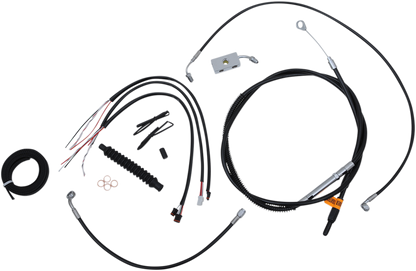 LA CHOPPERS Complete Black Vinyl Braided Handlebar Cable/Brake Line Kit - 15"-17" Handlebars - '18-'22 Softail LA-8152KT2-16B