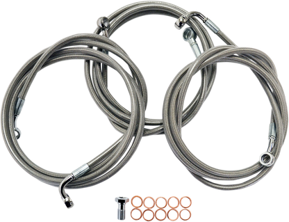 LA CHOPPERS Brake Lines - 12" - 14" Ape Hanger Handlebars - Stainless Steel LA-8052B13