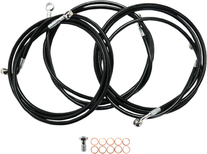 LA CHOPPERS Brake Line - 12" - 14" Ape Hanger Handlebars - Black LA-8052B13B