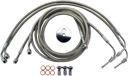 LA CHOPPERS Brake Lines - 15" - 17" Ape Hanger Handlebars - Stainless Steel LA-8050B16