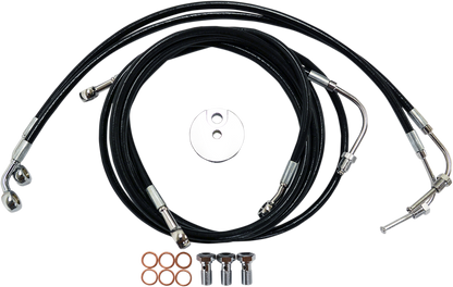 LA CHOPPERS Brake Line - 15" - 17" Ape Hanger Handlebars - Black LA-8050B16B