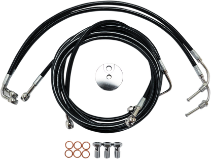 LA CHOPPERS Brake Line - 15" - 17" Ape Hanger Handlebars - Black LA-8051B16B