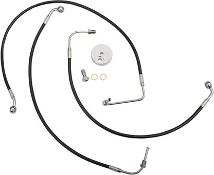 LA CHOPPERS Brake Line - 15" - 17" Ape Hanger Handlebars - Black LA-8011B16B