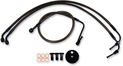 LA CHOPPERS Brake Lines - 12" - 14" Ape Hanger Handlebars - Midnight LA-8310B13M