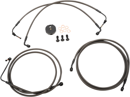 LA CHOPPERS Brake Lines - 12" - 14" Ape Hanger Handlebars - Midnight LA-8050B13M