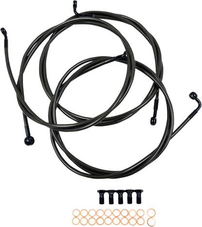 LA CHOPPERS Brake Lines - 15" - 17" Ape Hanger Handlebars - Midnight LA-8052B16M