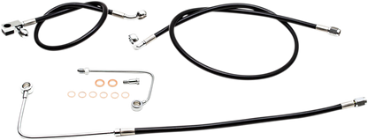 LA CHOPPERS Brake Line - 12" - 14" Ape Hanger Handlebars - Black LA-8151B13B