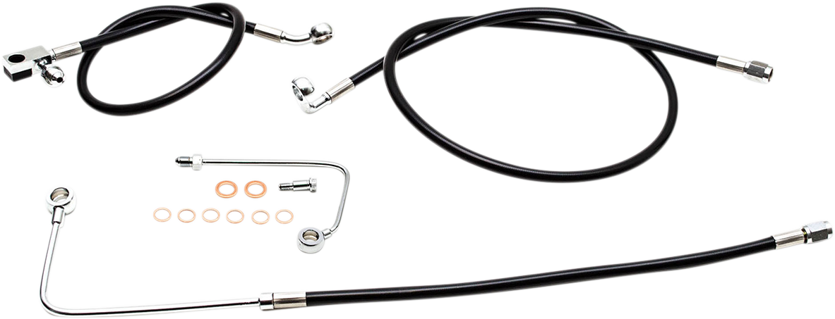 LA CHOPPERS Brake Line - 15" - 17" Ape Hanger Handlebars - Black LA-8151B16B