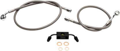 LA CHOPPERS Brake Lines - 12" - 14" Ape Hanger Handlebars - Stainless Steel LA-8211B13